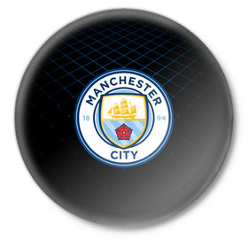 Значок с принтом Manchester city 2018 Line ,  металл | круглая форма, металлическая застежка в виде булавки | Тематика изображения на принте: 