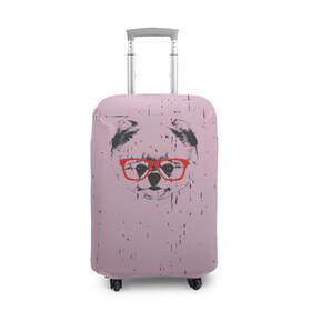 Чехол для чемодана 3D с принтом Немецкий шпиц в очках , 86% полиэфир, 14% спандекс | двустороннее нанесение принта, прорези для ручек и колес | домашние животные | пес | собака
