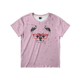 Детская футболка 3D с принтом Немецкий шпиц в очках , 100% гипоаллергенный полиэфир | прямой крой, круглый вырез горловины, длина до линии бедер, чуть спущенное плечо, ткань немного тянется | Тематика изображения на принте: домашние животные | пес | собака