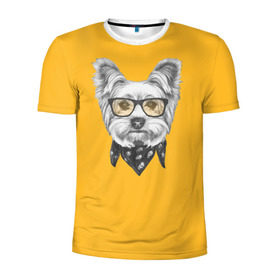 Мужская футболка 3D спортивная с принтом Йоркширский терьер_в очках , 100% полиэстер с улучшенными характеристиками | приталенный силуэт, круглая горловина, широкие плечи, сужается к линии бедра | домашние животные | пес | собака | терьер