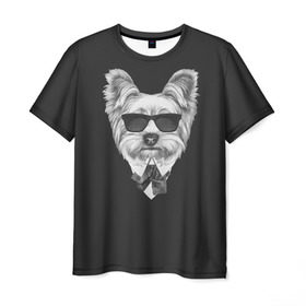 Мужская футболка 3D с принтом Йоркширский терьер_13 , 100% полиэфир | прямой крой, круглый вырез горловины, длина до линии бедер | Тематика изображения на принте: домашние животные | пес | собака | терьер