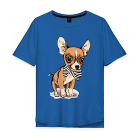 Мужская футболка хлопок Oversize с принтом Чихуахуа с бабочкой , 100% хлопок | свободный крой, круглый ворот, “спинка” длиннее передней части | Тематика изображения на принте: домашние животные | пес | песик | собака | собачка | чихуахуа