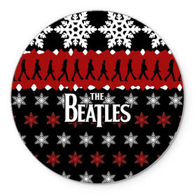 Коврик круглый с принтом Праздничный The Beatles , резина и полиэстер | круглая форма, изображение наносится на всю лицевую часть | Тематика изображения на принте: beatles | the beatles | бител | битлз | битлс | битлы | группа | джон леннон | джордж харрисон | жуки | знак | красный | ливерпульская четвёрка | мерсибит | надпись | новогодний | новый год | пол маккартни | поп