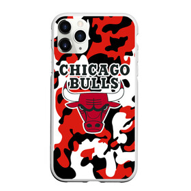 Чехол для iPhone 11 Pro матовый с принтом CHICAGO BULLS , Силикон |  | камуфляж | красный | чикаго буллс