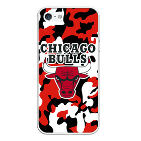 Чехол для iPhone 5/5S матовый с принтом CHICAGO BULLS , Силикон | Область печати: задняя сторона чехла, без боковых панелей | камуфляж | красный | чикаго буллс