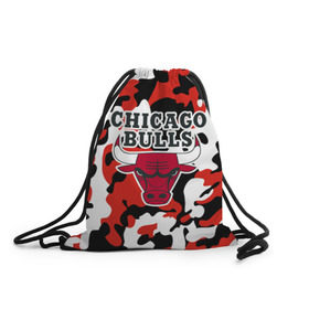 Рюкзак-мешок 3D с принтом CHICAGO BULLS Новогодний , 100% полиэстер | плотность ткани — 200 г/м2, размер — 35 х 45 см; лямки — толстые шнурки, застежка на шнуровке, без карманов и подкладки | Тематика изображения на принте: камуфляж | красный | чикаго буллс