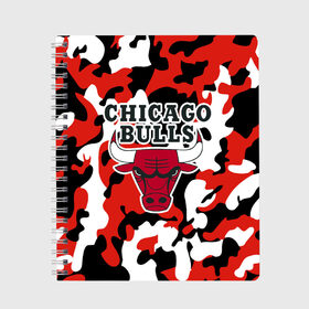 Тетрадь с принтом CHICAGO BULLS , 100% бумага | 48 листов, плотность листов — 60 г/м2, плотность картонной обложки — 250 г/м2. Листы скреплены сбоку удобной пружинной спиралью. Уголки страниц и обложки скругленные. Цвет линий — светло-серый
 | камуфляж | красный | чикаго буллс