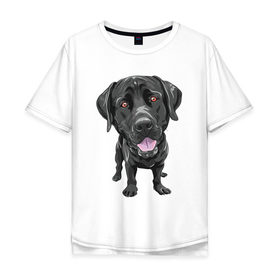 Мужская футболка хлопок Oversize с принтом Черный лабрадор , 100% хлопок | свободный крой, круглый ворот, “спинка” длиннее передней части | домашние животные | лабрадоры | пес | песик | ретриверы | собака | собачка