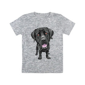 Детская футболка хлопок с принтом Черный лабрадор , 100% хлопок | круглый вырез горловины, полуприлегающий силуэт, длина до линии бедер | домашние животные | лабрадоры | пес | песик | ретриверы | собака | собачка