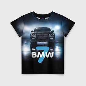 Детская футболка 3D с принтом BMW 7 series , 100% гипоаллергенный полиэфир | прямой крой, круглый вырез горловины, длина до линии бедер, чуть спущенное плечо, ткань немного тянется | 7 серия | авто | автомобиль | бмв | бумер | машина | суперкар | тачка