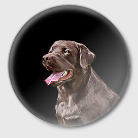 Значок с принтом Лабрадор_арт_2 ,  металл | круглая форма, металлическая застежка в виде булавки | домашние животные | лабрадор | пес | песик | ретривер | собака | собачка