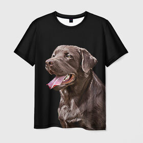 Мужская футболка 3D с принтом Лабрадор_арт_2 , 100% полиэфир | прямой крой, круглый вырез горловины, длина до линии бедер | домашние животные | лабрадор | пес | песик | ретривер | собака | собачка
