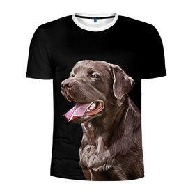 Мужская футболка 3D спортивная с принтом Лабрадор_арт_2 , 100% полиэстер с улучшенными характеристиками | приталенный силуэт, круглая горловина, широкие плечи, сужается к линии бедра | Тематика изображения на принте: домашние животные | лабрадор | пес | песик | ретривер | собака | собачка