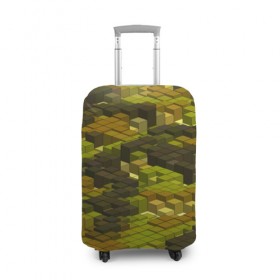 Чехол для чемодана 3D с принтом Кубики милитари , 86% полиэфир, 14% спандекс | двустороннее нанесение принта, прорези для ручек и колес | камуфляж | объемный | пиксели | хаки