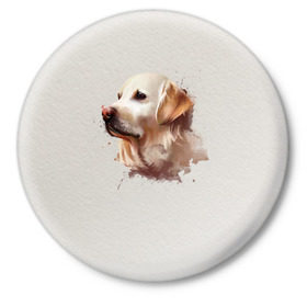 Значок с принтом Лабрадор_арт ,  металл | круглая форма, металлическая застежка в виде булавки | домашние животные | пес | ретривер | собака