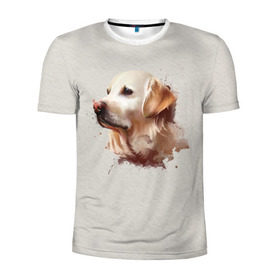 Мужская футболка 3D спортивная с принтом Лабрадор_арт , 100% полиэстер с улучшенными характеристиками | приталенный силуэт, круглая горловина, широкие плечи, сужается к линии бедра | домашние животные | пес | ретривер | собака