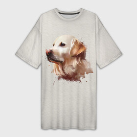 Платье-футболка 3D с принтом Лабрадор_арт ,  |  | домашние животные | пес | ретривер | собака