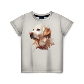 Детская футболка 3D с принтом Лабрадор_арт , 100% гипоаллергенный полиэфир | прямой крой, круглый вырез горловины, длина до линии бедер, чуть спущенное плечо, ткань немного тянется | домашние животные | пес | ретривер | собака