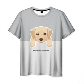 Мужская футболка 3D с принтом Лабрадор щенок , 100% полиэфир | прямой крой, круглый вырез горловины, длина до линии бедер | Тематика изображения на принте: домашние животные | лабрадор | пес | песик | ретривер | собака | собачка