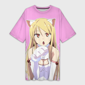 Платье-футболка 3D с принтом Shina Mashiro Neko   Nyan ,  |  | cat | kawai | mashira | neko | nyan | sakurasou no pet na kanojo | shina | shina mashiro | tyan | анимэ | кошечка из сакурасо | сакурасо