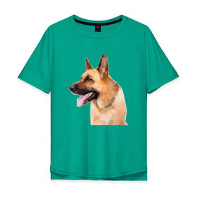 Мужская футболка хлопок Oversize с принтом Немецкая овчарка геометрия , 100% хлопок | свободный крой, круглый ворот, “спинка” длиннее передней части | домашние животные | овчарка | пес | полигон | собака