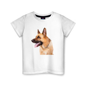 Детская футболка хлопок с принтом Немецкая овчарка геометрия , 100% хлопок | круглый вырез горловины, полуприлегающий силуэт, длина до линии бедер | домашние животные | овчарка | пес | полигон | собака