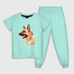 Детская пижама хлопок с принтом Немецкая овчарка геометрия , 100% хлопок |  брюки и футболка прямого кроя, без карманов, на брюках мягкая резинка на поясе и по низу штанин
 | домашние животные | овчарка | пес | полигон | собака