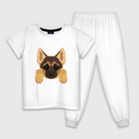 Детская пижама хлопок с принтом Немецкая овчарка щенок , 100% хлопок |  брюки и футболка прямого кроя, без карманов, на брюках мягкая резинка на поясе и по низу штанин
 | Тематика изображения на принте: домашние животные | овчарка | собака | собачка