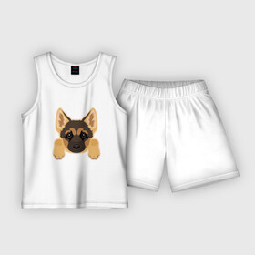Детская пижама с шортами хлопок с принтом Немецкая овчарка щенок ,  |  | Тематика изображения на принте: домашние животные | овчарка | собака | собачка