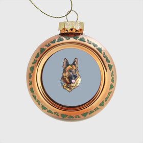 Стеклянный ёлочный шар с принтом Немецкая овчарка арт , Стекло | Диаметр: 80 мм | домашние животные | овчарка | пес | собака