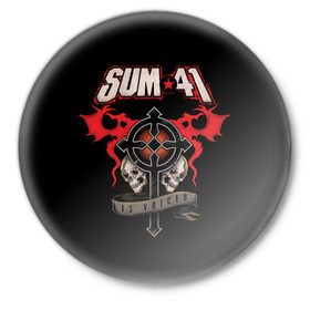 Значок с принтом Sum 41 ,  металл | круглая форма, металлическая застежка в виде булавки | 1996 | 41 | punk | rock | sum | альтернатива | группа | дерик | канада | панк | рок | скейт | уибли