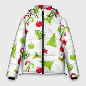 Мужская зимняя куртка 3D с принтом Наш веселый Новый год , верх — 100% полиэстер; подкладка — 100% полиэстер; утеплитель — 100% полиэстер | длина ниже бедра, свободный силуэт Оверсайз. Есть воротник-стойка, отстегивающийся капюшон и ветрозащитная планка. 

Боковые карманы с листочкой на кнопках и внутренний карман на молнии. | белый | милый | новогодний | паттерн | светлый | яркий