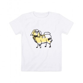 Детская футболка хлопок с принтом Забавный пекинес , 100% хлопок | круглый вырез горловины, полуприлегающий силуэт, длина до линии бедер | домашние животные | пекинес | пес | песик | собака | собачка