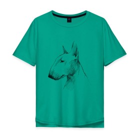 Мужская футболка хлопок Oversize с принтом бультерьер графичный , 100% хлопок | свободный крой, круглый ворот, “спинка” длиннее передней части | бультерьер | домашние животные | пес | песик | собака | собачка