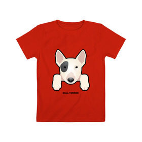 Детская футболка хлопок с принтом Бультерьерчик , 100% хлопок | круглый вырез горловины, полуприлегающий силуэт, длина до линии бедер | домашние животные | пес | собака