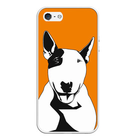 Чехол для iPhone 5/5S матовый с принтом Солнечнй бультерьер , Силикон | Область печати: задняя сторона чехла, без боковых панелей | бультерьер | домашние животные | пес | песик | собака | собачка