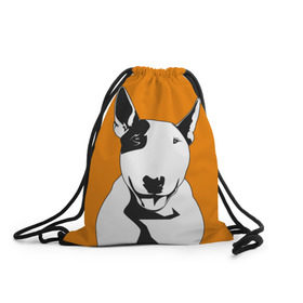 Рюкзак-мешок 3D с принтом Солнечнй бультерьер , 100% полиэстер | плотность ткани — 200 г/м2, размер — 35 х 45 см; лямки — толстые шнурки, застежка на шнуровке, без карманов и подкладки | бультерьер | домашние животные | пес | песик | собака | собачка