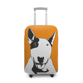 Чехол для чемодана 3D с принтом Солнечнй бультерьер , 86% полиэфир, 14% спандекс | двустороннее нанесение принта, прорези для ручек и колес | бультерьер | домашние животные | пес | песик | собака | собачка