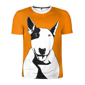 Мужская футболка 3D спортивная с принтом Солнечнй бультерьер , 100% полиэстер с улучшенными характеристиками | приталенный силуэт, круглая горловина, широкие плечи, сужается к линии бедра | бультерьер | домашние животные | пес | песик | собака | собачка