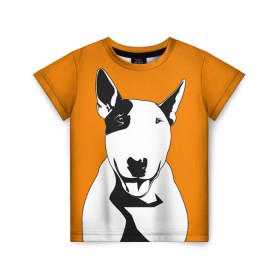 Детская футболка 3D с принтом Солнечнй бультерьер , 100% гипоаллергенный полиэфир | прямой крой, круглый вырез горловины, длина до линии бедер, чуть спущенное плечо, ткань немного тянется | бультерьер | домашние животные | пес | песик | собака | собачка