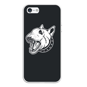 Чехол для iPhone 5/5S матовый с принтом Опасный бультерьер , Силикон | Область печати: задняя сторона чехла, без боковых панелей | домашние животные | пес | собака