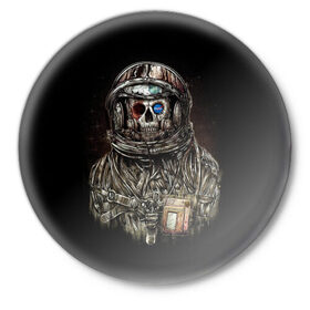 Значок с принтом NASA DEATH ,  металл | круглая форма, металлическая застежка в виде булавки | bones | nasa | skull | картинка | кости | металл | модные | музыка | пафосные | прикольные | рисунок | рок | скелет | тело | череп | черепа | яркие