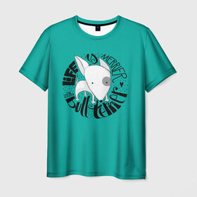 Мужская футболка 3D с принтом Life with Bullterrier , 100% полиэфир | прямой крой, круглый вырез горловины, длина до линии бедер | бультерьер | домашние животные | пес | песик | собака | собачка