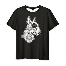 Мужская футболка 3D с принтом Бультерьер_16 , 100% полиэфир | прямой крой, круглый вырез горловины, длина до линии бедер | домашние животные | пес | собака