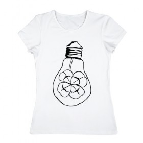 Женская футболка хлопок с принтом Лампочка Клевер , 100% хлопок | прямой крой, круглый вырез горловины, длина до линии бедер, слегка спущенное плечо | 