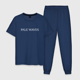 Мужская пижама хлопок с принтом PW , 100% хлопок | брюки и футболка прямого кроя, без карманов, на брюках мягкая резинка на поясе и по низу штанин
 | Тематика изображения на принте: goth | pale waves | готика