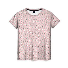 Женская футболка 3D с принтом Бультерьерчики , 100% полиэфир ( синтетическое хлопкоподобное полотно) | прямой крой, круглый вырез горловины, длина до линии бедер | бультерьер | домашние животные | пес | песик | собака | собачка