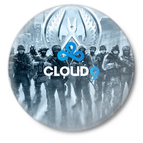 Значок с принтом CLOUD 9 CS GO ,  металл | круглая форма, металлическая застежка в виде булавки | cloud 9 | counter strike | cs go | esports | team | известные | киберспорт | мировые | спорт