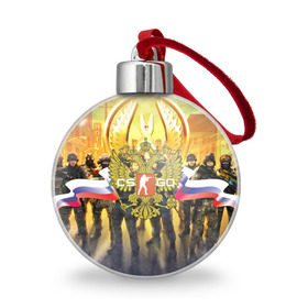 Ёлочный шар с принтом CS GO RUSSIAN TEAM , Пластик | Диаметр: 77 мм | Тематика изображения на принте: cs go | россия | шутер
