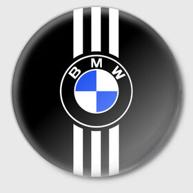 Значок с принтом BMW SPORTWEAR ,  металл | круглая форма, металлическая застежка в виде булавки | bmw | автомобильные | бмв | машины